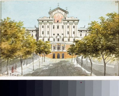 Vista do hospício dos pobres em Génova (Desenho e aguarela, ca. 1825) de Luigi Garibbo