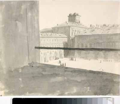 Vista sobre uma praça de uma janela, Itália (Lavis, ca. 1825) de Luigi Garibbo