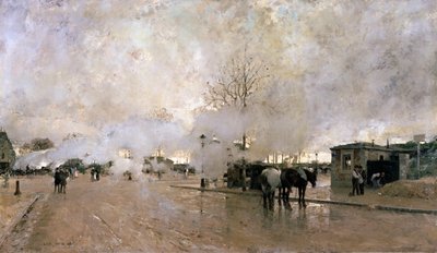 Fumaça na linha do circuito de Paris, 1885. de Luigi Loir