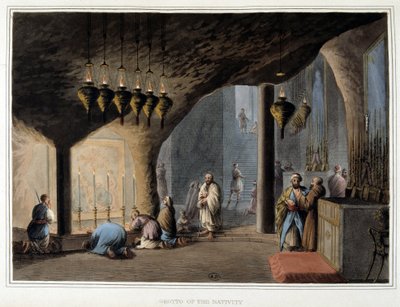 Caverna do nativite em Belém - em "Views in the ottoman dominions in Europe, Asia..." de Luigi Mayer, Londres de Luigi Mayer