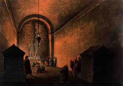 Capela do Monte Calvário, em Jerusalém, das "Vistas nos Domínios Otomanos". de Luigi Mayer