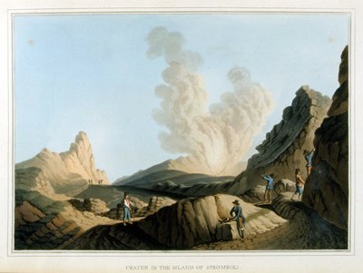 Cratere du Stromboli - em "Views in the Ottoman Dominions, in Europe, in Asia, and some of the Mediterranean islands", de Luigi Mayer, Londres de Luigi Mayer