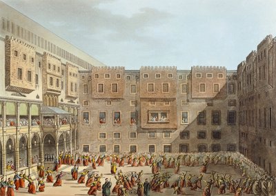 Mameluke pratica em frente ao palácio de Mourad Bey, no Cairo de Luigi Mayer