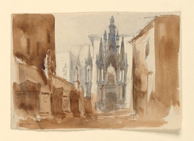 Design de palco, túmulo em forma monumental de Luigi Ricci