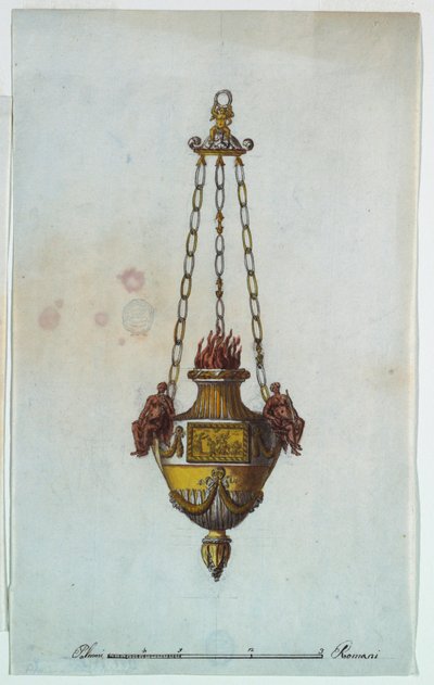 Desenho, Lâmpada de altar, 1800-1825 de Luigi Righetti