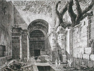 Restos romanos em Castel Gandolfo, Lago Albano, de 