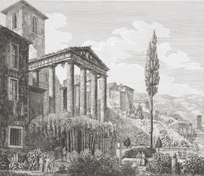 Templo de Hércules em Cora, de "As Antiguidades dos contornos de Roma", publicado em 1824-26 (ver também 205038) de Luigi Rossini