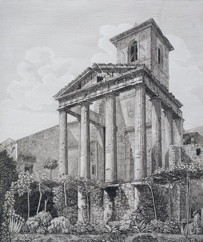 Templo de Hércules em Cora, de "As antiguidades dos contornos de Roma", publicado em 1824-26 (ver também 205039) de Luigi Rossini