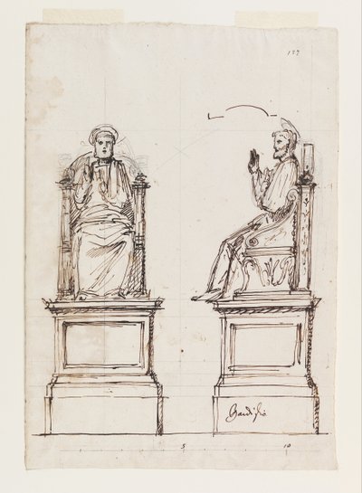 Projeto de um trono de mármore para a estátua de São Pedro, São Pedro, Roma de Luigi Vanvitelli