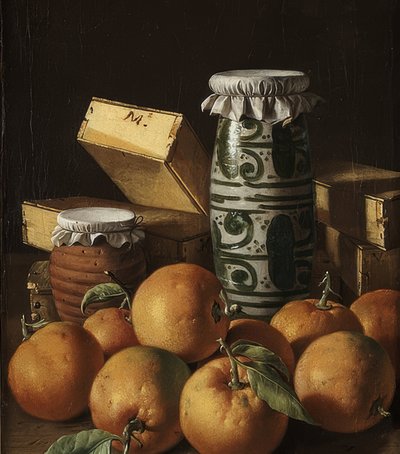 Natureza morta com laranjas e doces. Por volta de 1764-65 de Luis Egidio Melendez
