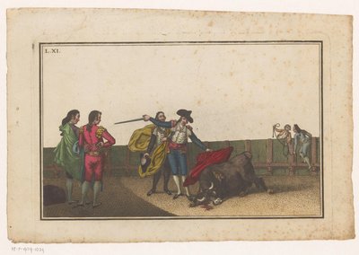 Touro apunhalado por um matador
Coleccion de las principales suertes de una corrida de toros (título da série)
Colecção das manobras mais importantes na tourada (título da série) de Luis Fernandez Noseret