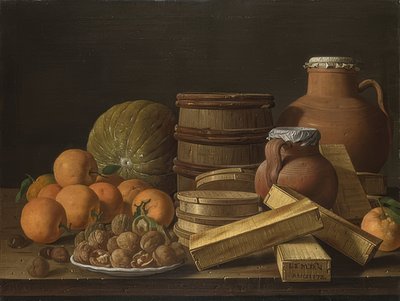 Ainda vida com laranjas e nozes. 1772 de Luis Egidio Melendez