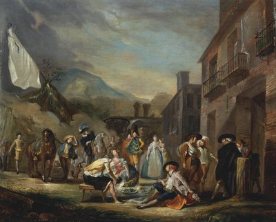 Um piquenique em um Country Inn de Luis Paret y Alcazar