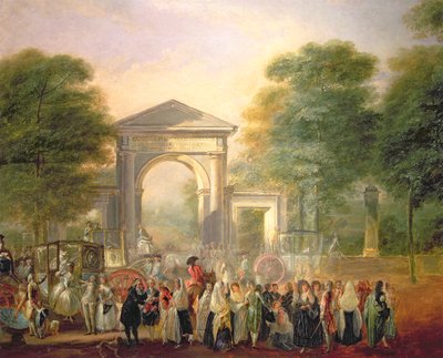 Avenida antes do Jardim Botânico de Madrid de Luis Paret y Alcazar