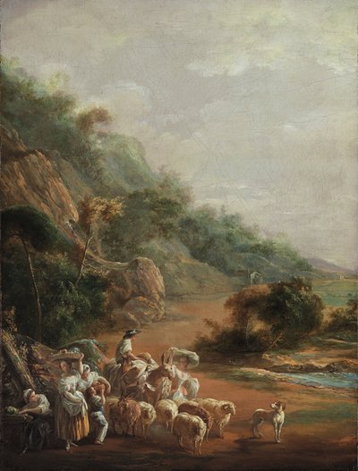 "Cena avec villageois" (Cena com Aldeões) Peinture de Luis Paret y Alcazar (1746-1799) - 1786 - Óleo sobre tela - Dim 48x37,2 cm Museo de Bellas Artes de Bilbao de Luis Paret y Alcazar
