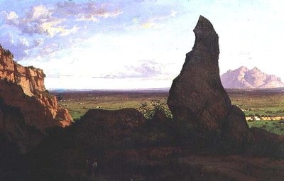 Paisagem com uma rocha proeminente (óleo sobre tela) de Luis Rigalt