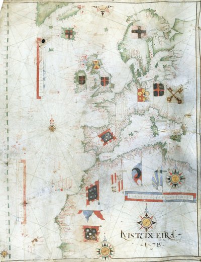 Carta de Portolan da Europa Ocidental e Norte da África, 1578 de Luis Teixeira