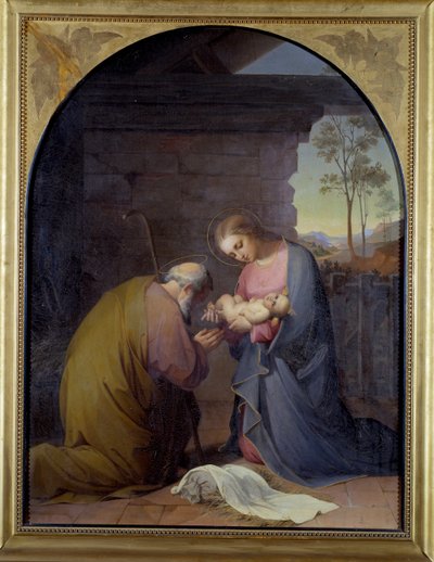Adoração a Jesus (Jesus e Maria adorando Jesus) Pintura de Luisa Mussini Piaggio (1830-1865) Dim 109x81 cm Genes, Galleria d