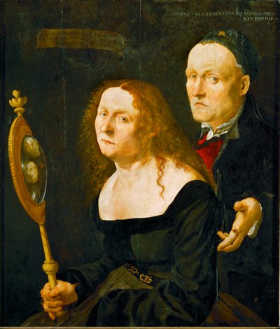 O pintor Hans Burgkmair e a sua mulher Anna ... (madeira de tília) de Lukas Furtenagel