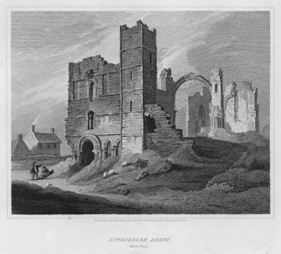Abadia de Lindisfarn, Frente Oeste (gravura) de Luke (after) Clennell