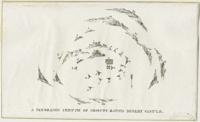 Dudley - Panorama da área do Castelo de Dudley: litografia, nd [c 1825] (imprimir) de Luke Booker