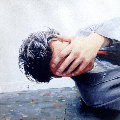 Os morcegos estão no campanário, c.2013 (tinta acrílica sobre papel) de Luke Waller