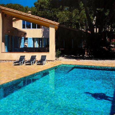 Getting There, c.2020 (tinta acrílica sobre papel) de Luke Waller