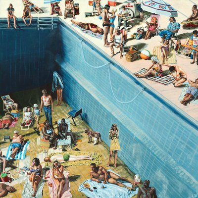 A Fuga, c.2020 (tinta acrílica sobre papel) de Luke Waller