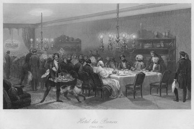 Hotel des Princes. Tabela DHote, c1843 de Lumb Stocks