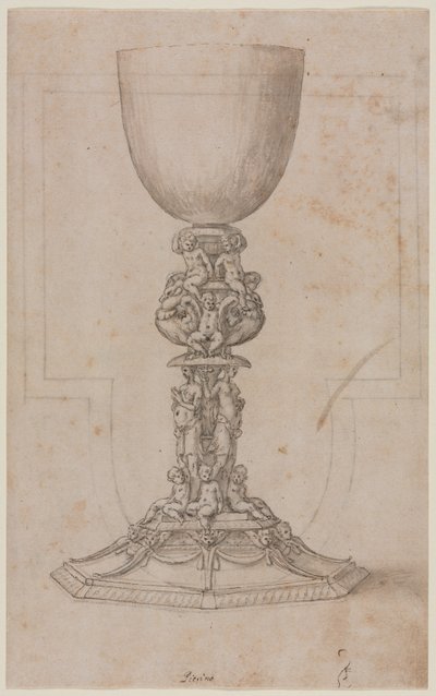 Projeto para um cálice reto, meados dos anos 1500. de Luzio Romano