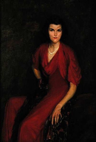 O Vestido Vermelho (óleo sobre tela) de Lydia Field Emmett