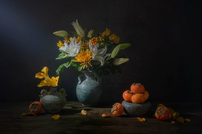 Flores de outono e fruta de Lydia Jacobs