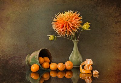 Dália de outono e tangerinas de Lydia Jacobs