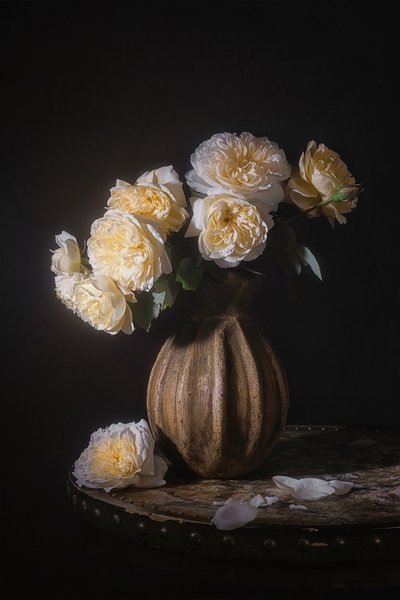 Elegante natureza-morta com rosas de Lydia Jacobs