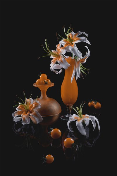Natureza-morta com lírios cor de laranja de Lydia Jacobs