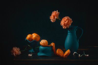 Laranjas vibrantes, natureza-morta de Lydia Jacobs
