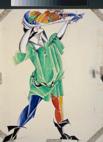 Fato preparatório para a peça "Romeu e Julieta" de William Shakespeare (1564-1616). Trabalho de Lyubov (Lyubov) Sergeyevna Popova (1889-1924), guache e tinta sobre papel de Lyubov Sergeevna Popova