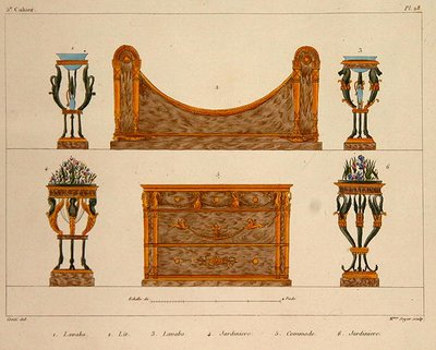 Desenhos de móveis, gravados por Mme Soyer, placa 28 de 