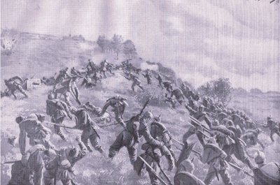 A retomada de Szawle. Atacar o cume, de The Illustrated History of the World War 1914-1915 pub. pela Union Berlagsefellfchaft de M. Barascudts