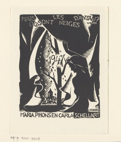 Saudações de Ano Novo para 1947 de Carla, Mária e Phons Schellart de M. Bosch