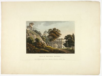 Arco de Septimus Severus, placa quatro das Ruínas de Roma de M. Dubourg