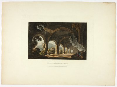 Estábulos da Villa de Meccena, placa onze das Ruínas de Roma de M. Dubourg