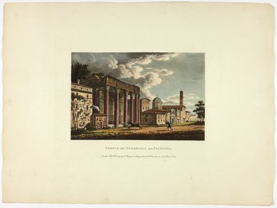 Templo de Antonino e Faustina, placa trinta e seis das Ruínas de Roma de M. Dubourg