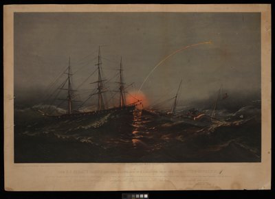 A fragata norte-americana Sabine, resgatando um batalhão de fuzileiros navais do Transport Governor. Em 2 de novembro de 1861, ao largo da costa da Carolina do Sul (litografia, a cores) de M. F. H. De & Parsons Charles Haas