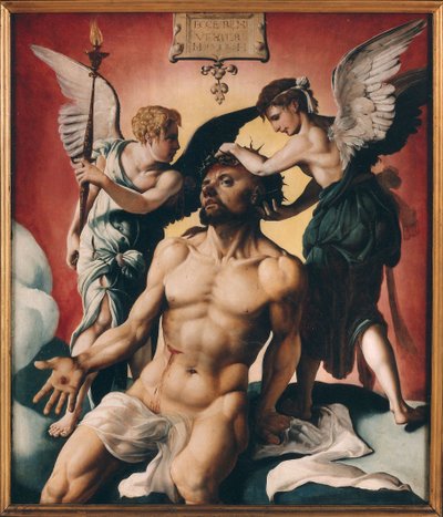 Cristo coroado de espinhos entre dois anjos, 1532. de Maarten Jacobsz Heemskerck van