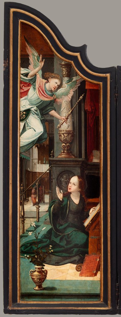 Tríptico. Maarten de Vos. Século XVI. Óleo sobre madeira. Altarpe aberto na ala esquerda. de Maarten de Vos