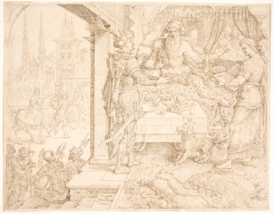 Assuero consultando Hamã de Maarten van Heemskerck