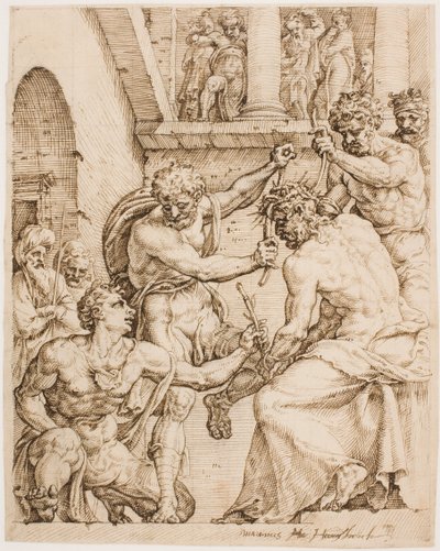 Cristo sendo coroado de espinhos de Maarten van Heemskerck