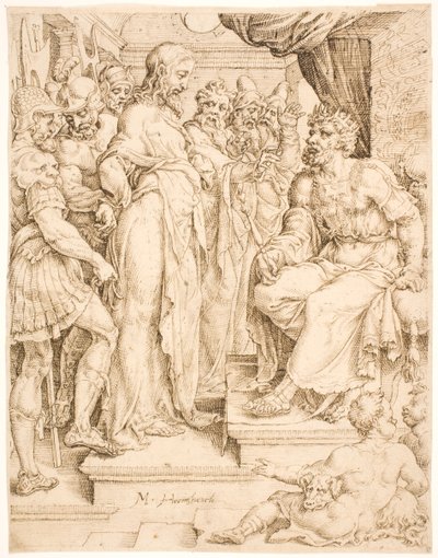 Cristo antes de Herodes de Maarten van Heemskerck