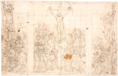 Estudo preliminar para um retábulo de três asas representando a Crucificação de Maarten van Heemskerck